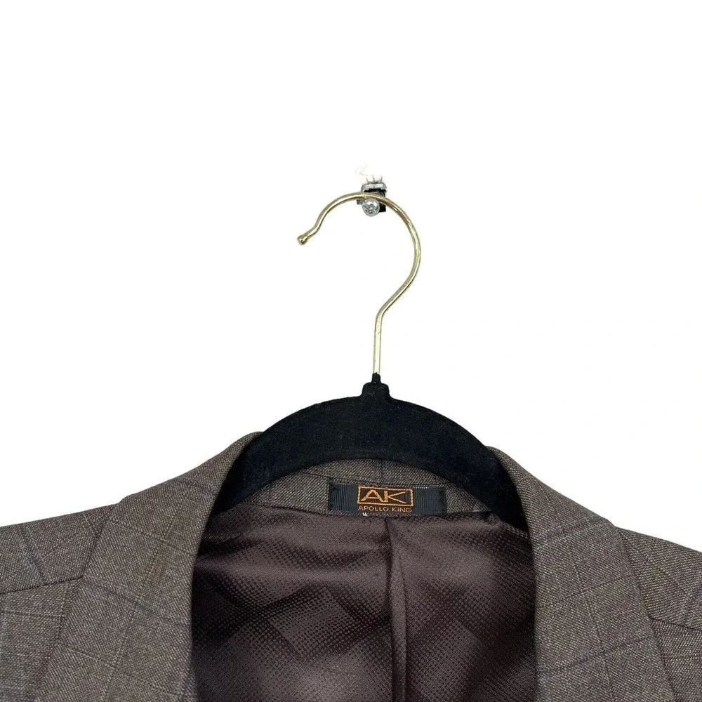 Apollo King Blazer Suit Jacket Super 150 Wool Lined‎ Vented Brown Men Size 50R
